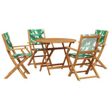 5 Piece Garden Dining Set Leaf Pattern Fabric and Solid Wood 3281824
