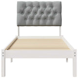 Bed Frame with Upholstered Headboard White 75 x 190 cm 878863