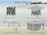 3.36 x 3.36m Pop Up Gazebo Party Tent with Solar-Powered LED Lights, Adjustable Event Shelter with T3398P551621