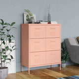 Drawer Cabinet Pink Steel Large Drawer Cabinet Rectangular 336148