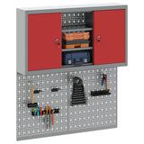 Tool Cabinet Set with Shelf 3 pcs Red Powder-Coated Steel 3321405