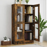 Vitrine Cabinet Smoked Oak 82.5x30.5x150 cm Engineered Wood 815117