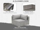 Outdoor PE Rattan Corner Sofa, Garden Wicker Furniture Single Sofa Chair w/ Cushions, Light Grey T3398P325339