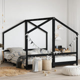 Kids Bed Frame Black 2x cm Solid Wood Pine 3200600