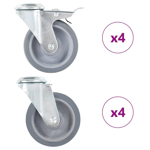 8 pcs Bolt Hole Swivel Casters 100 mm 277891