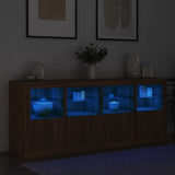 Sideboard with LED Lights Brown Oak 163x37x67 cm 3209078