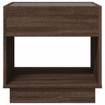 ZNTS Bedside Table with Infinity LED Brown Oak 50x50x50 cm 3284090