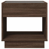 ZNTS Bedside Table with Infinity LED Brown Oak 50x50x50 cm 3284090