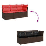 Garden Sofa 8 pcs Brown and red 172 x 62 x 69 cm Poly rattan 366241