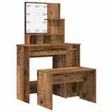 Dressing Table Set with LED Old Wood Engineered Wood 3329185