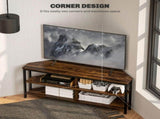 Industrial-Style Corner TV Unit - Black/Brown T3398P344744