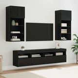 TV Wall Units with LED Black Oak Engineered Wood 3402982