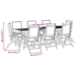 ZNTS 9 Piece Garden Dining Set Solid Wood Acacia and Textilene 3279307