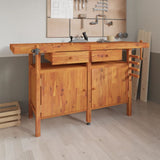 Workbench with Drawers and Vices 162x62x83 cm Solid Wood Acacia 153324