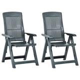 Garden Chair Set of 2 Green Plastic Standard Foldable 48767