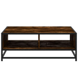 ZNTS Coffee Table Smoked Oak 80x80x30 cm Engineered Wood and Metal 848771