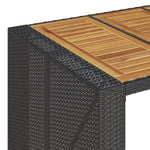 ZNTS Garden Bar Table with Acacia Wood Top Black 105x80x110 cm Poly Rattan 368696