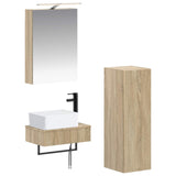 Bathroom Cabinet Set 4 pcs Sonoma Oak 50 x 14.5 x 70 cm 3407385