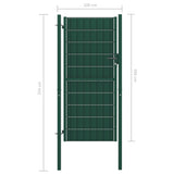 ZNTS Fence Gate PVC and Steel 100x204 cm Green 145231