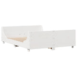 ZNTS Bookcase Bed without Mattress White 120x190 cm Small Double Solid Wood 3323825