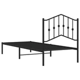 Metal Bed Frame without Mattress with Headboard Black 80x200cm 373780