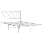 Metal Bed Frame without Mattress with Headboard White 120x190cm 376548