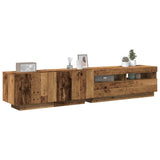 TV Cabinet with LED Lights Old Wood 200x35x40 cm Engineered Wood 3329165