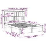 Bookcase Bed without Mattress 150x200cm King Size Solid Wood Pine 3322421