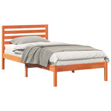 Bed Frame with Headboard Wax Brown 90 x 200 cm Solid Pine Wood 872265