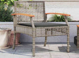 Garden Chairs with Cushions 2 pcs Grey Poly Rattan Acacia Wood 366248