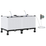 Garden Planter with Irrigation&Wheels 2 pcs White PP 3422998