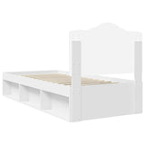 Bed Frame with Headboard White 100 x 200 cm Solid Pine Wood 3413344