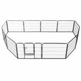 Dog Playpen 12 Panels Steel 80x60 cm Black 170573