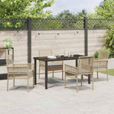 Garden Dining Set with Cushion 5 pcs Beige Poly Rattan 3379886
