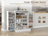 Freestanding Multi-Storage Kitchen Cupboard with Adjustable Shelves White T3398P342967