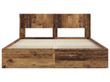 Bed Frame with Storage and Headboard Old Wood 140 x 190 cm 3414217