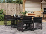 5 Piece Garden Dining Set with Cushions Black Poly Rattan 3211615