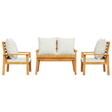 4 Piece Garden Lounge Set with Cushions Solid Wood Acacia 3211795