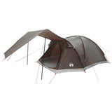 Cabin Tent with Roof Brown grey 6-Person Polyester and Steel 42029012