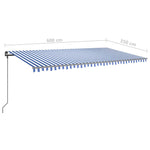 ZNTS Manual Retractable Awning with Posts 6x3.5 m Blue and White 3070276
