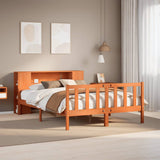 Bookcase Bed without Mattress Wax Brown 150x200 cm King Size Solid Wood 3322101