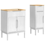 Bathroom Furniture Set FLORO 2 pcs White Solid Pine Wood 3385880