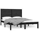 Bed Frame without Mattress Black 150x200 cm King Size Solid Wood 3104617