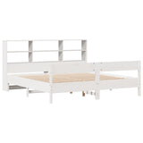 Bookcase Bed without Mattress White 180x200 cm Super King Solid Wood Pine 3322979