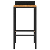 Bar Stools 2 pcs Black Poly Rattan and Solid Wood Acacia 362602