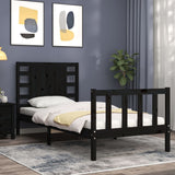 Bed Frame without Mattress Black Small Single Solid Wood Pine 3192780
