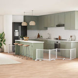 Dog Gate with Door Foldable 8 Panels White 640 cm Poplar Wood 3155730