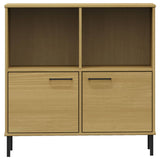 Bookcase with Metal Legs Brown 90x35x90.5 cm Solid Wood OSLO 351015