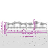 Fence Gate with Spear Top with Lock Grey 404 x 75 cm Steel 42009047