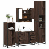 4 Piece Bathroom Furniture Set Brown Oak Engineered Wood 3301234